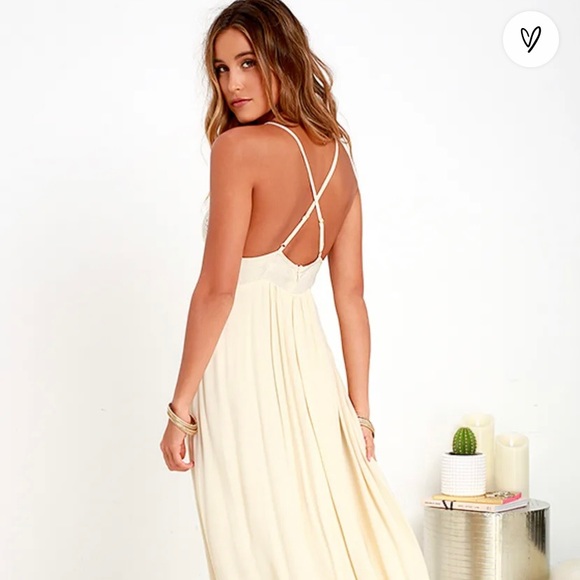 Lulus Hippie Hippie Chic Cream Maxi Dress Size Large - Picture 7 of 9